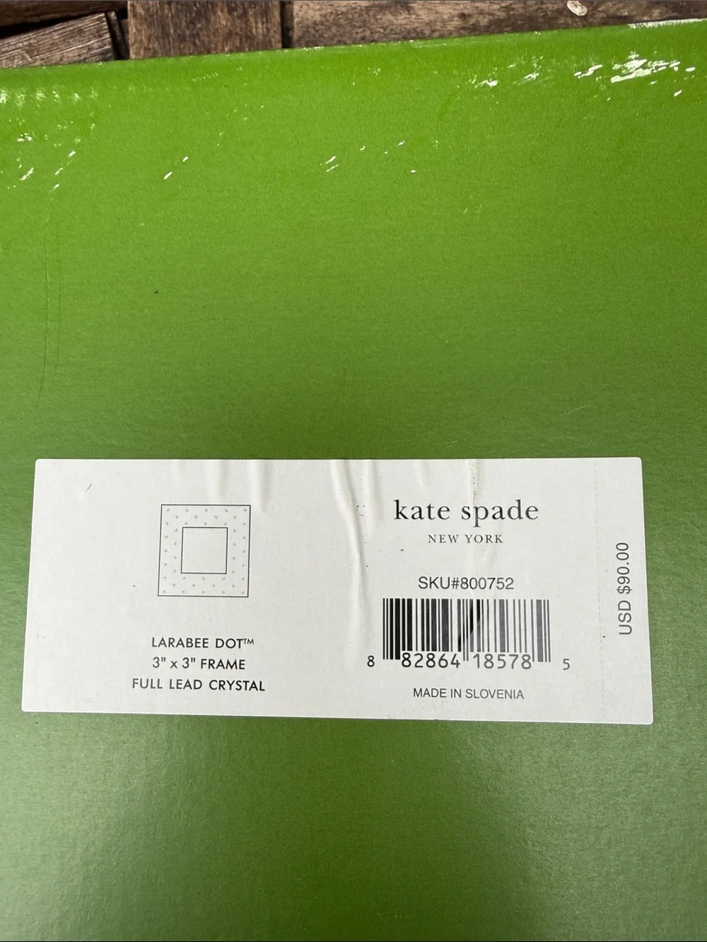 Kate Spade Larabee Dot Full Lead Crystal Photo Frame with White Polka Dots 3”x3”